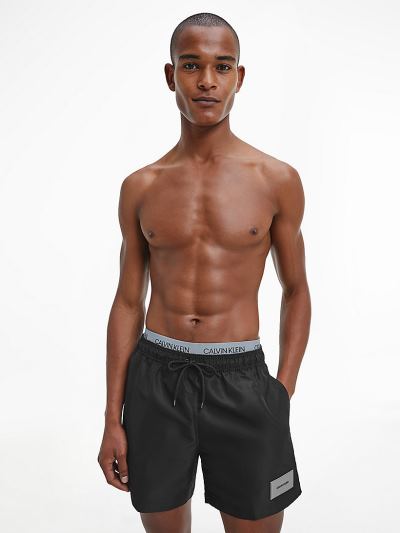 Calvin Klein Fürdőruha HU722097 | Calvin Klein Core Solids Double Waistband Férfi Úszónadrág Fekete